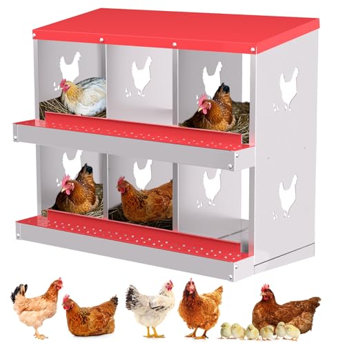 Hühner Nistkasten, 6 Fach Metall Hühner Nistkästen für Hühnerstall, Einfache Eiersammlung, Einfache Reinigung, Hühnerlegeboxen für Hühner, Rot Hühner Nistkasten, 6 Fach Metall Hühner Nistkästen für Hühnerstall, Einfache Eiersammlung, Einfache Reinigung, Hühnerlegeboxen für Hühner, Rot von Hipicute