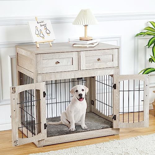 Hundekäfig-Möbel mit Schubladen, Holz-Hundehütten-Möbel für große Rassen, Beistelltisch, Holz-Hundehütte für den Innenbereich, Hundebox für kleine/mittelgroße/große Hunde Hundekäfig-Möbel mit Schubladen, Holz-Hundehütten-Möbel für große Rassen, Beistelltisch, Holz-Hundehütte für den Innenbereich, Hundebox für kleine/mittelgroße/große Hunde von Hipicute