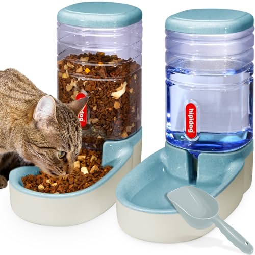 Automatischer Futterspender für kleine und mittelgroße Haustiere, 3,8 l, Reisefutterspender und Wasserspender für Hunde, Katzen, Haustiere (Blue) von Hipidog
