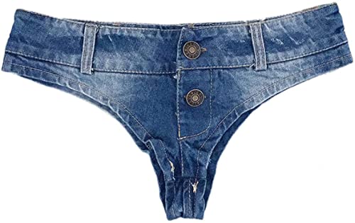 Hippolo Frauen Denim Shorts Mini Kurze Jeans Vintage Booty Night Club Party Engen Schritt Tanga String Cute Bikini (L) von Hippolo