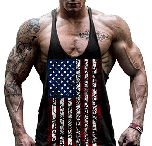 Hippolo Gym Herren Tank Top Men Cotton Stringer Fitness Gym Shirt Solide Sport Vest (XL, Schwarz) von Hippolo
