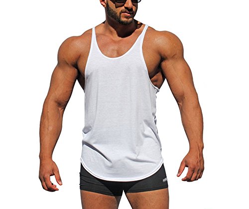 Hippolo Herren Sportshirt Sport Tank Top Trägershirt Tanktops Fitness Shirt Unterhemd (XXL, Weiß) von Hippolo