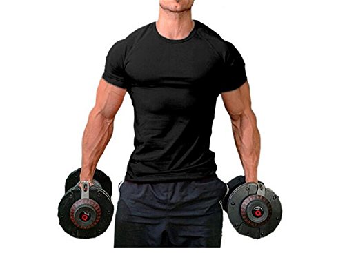 Hippolo Männer Pure Cotton Fitness T-Shirt Muskel Body Shirt Kurzarm (XXL, Schwarz) von Hippolo