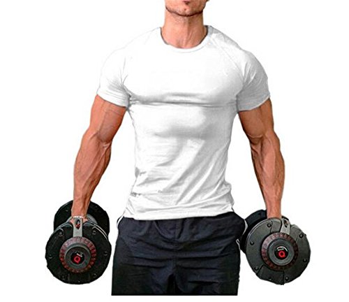 Hippolo Männer Pure Cotton Fitness T-Shirt Muskel Body Shirt Kurzarm (XXL, Weiß) von Hippolo