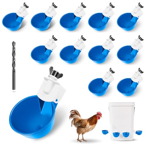 Hipykat Chicken Waterer Feeder Cups 12pcs - Automatische Befüllung Wasserspender Schwerkraft DIY Geflügel Bewässerungssystem Hühner Wasserspender Schüssel Stall Zubehör für Hühner, Ente, Gans Hipykat Chicken Waterer Feeder Cups 12pcs - Automatische Befüllung Wasserspender Schwerkraft DIY Geflügel Bewässerungssystem Hühner Wasserspender Schüssel Stall Zubehör für Hühner, Ente, Gans von Hipykat