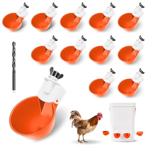 Hipykat Chicken Waterer Feeder Cups 12pcs - Automatische Befüllung Wasserspender Schwerkraft DIY Geflügel Bewässerungssystem Huhn Wasserspender Schüssel Stall Zubehör für Hühner, Ente, Gans, Truthahn Hipykat Chicken Waterer Feeder Cups 12pcs - Automatische Befüllung Wasserspender Schwerkraft DIY Geflügel Bewässerungssystem Huhn Wasserspender Schüssel Stall Zubehör für Hühner, Ente, Gans, Truthahn von Hipykat