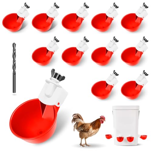Hipykat Chicken Waterer Feeder Cups 12pcs - Automatische Befüllung Wasserspender Schwerkraft DIY Geflügel Bewässerungssystem Huhn Wasserspender Schüssel Stall Zubehör für Hühner, Ente, Gans, Truthahn Hipykat Chicken Waterer Feeder Cups 12pcs - Automatische Befüllung Wasserspender Schwerkraft DIY Geflügel Bewässerungssystem Huhn Wasserspender Schüssel Stall Zubehör für Hühner, Ente, Gans, Truthahn von Hipykat
