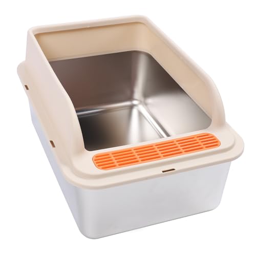 Hiraith Katzenratstreubox, Edelstahl Großer Geschlossener Top -Eingangskittelschale, Katzentilter -Filter -Pedal, (Großgröße (24x18,5 cm / 9,4x7,3in)) von Hiraith