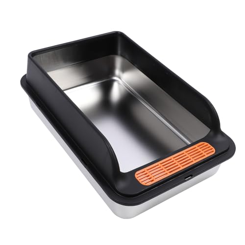 Hiraith Katzenratstreubox, Edelstahl Großer Geschlossener Top -Eingangskittelschale, Katzentilter -Filter -Pedal, (Großgröße (24x18,5 cm / 9,4x7,3in)) von Hiraith