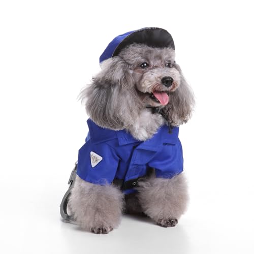 Hiseng Halloween Hundekostüm, Detektiv-Dekoration Hundemantel, Lustiges Haustierkostüm, Haustier Party Anzug, Hundekostüm für kleine, mittelgroße und große Hunde (L,Polizei) von Hiseng
