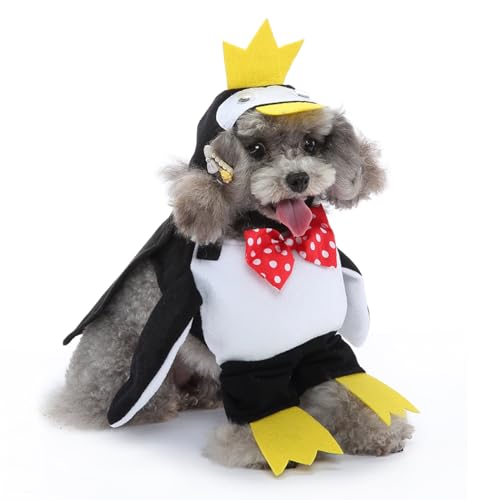 Hiseng Halloween Hundekostüm, Detektiv-Dekoration Hundemantel, Lustiges Haustierkostüm, Haustier Party Anzug, Hundekostüm für kleine, mittelgroße und große Hunde (M,Pinguin) von Hiseng