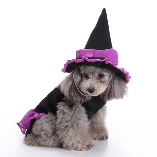 Hiseng Halloween Hundekostüm, Detektiv-Dekoration Hundemantel, Lustiges Haustierkostüm, Haustier Party Anzug, Hundekostüm für kleine, mittelgroße und große Hunde (S,Magie) von Hiseng