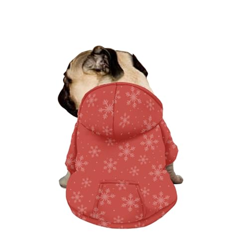 Hiseng Hunde Hoodie, Weihnachten Schneeflocke Hunde Kapuzenpulli Haustier Kleidung Winter Sweatshirt mit Reißverschluss und Tasche Wintermantel Warm Hundemantel (M,Festlich) von Hiseng