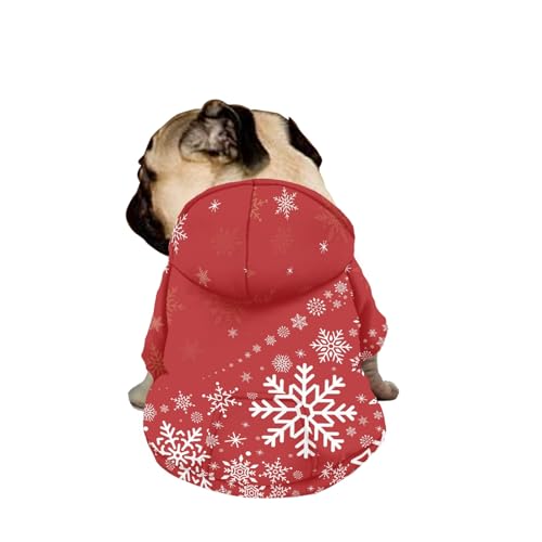 Hiseng Hunde Hoodie, Weihnachten Schneeflocke Hunde Kapuzenpulli Haustier Kleidung Winter Sweatshirt mit Reißverschluss und Tasche Wintermantel Warm Hundemantel (M,Schneeflocke 1) von Hiseng