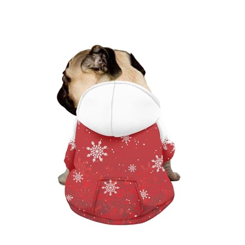 Hiseng Hunde Hoodie, Weihnachten Schneeflocke Hunde Kapuzenpulli Haustier Kleidung Winter Sweatshirt mit Reißverschluss und Tasche Wintermantel Warm Hundemantel (S,Winter) von Hiseng