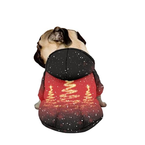 Hiseng Hunde Hoodie, Weihnachtsbaum Hunde Kapuzenpulli Haustier Kleidung Winter Sweatshirt mit Reißverschluss und Tasche Wintermantel Warm Leicht Hundemantel (L,Frohe Weihnachten) von Hiseng