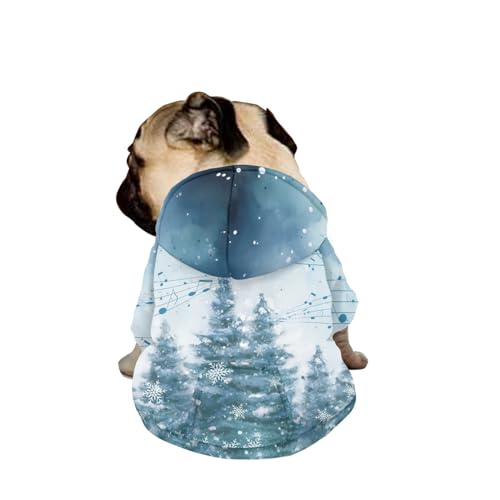 Hiseng Hunde Hoodie, Weihnachtsbaum Hunde Kapuzenpulli Haustier Kleidung Winter Sweatshirt mit Reißverschluss und Tasche Wintermantel Warm Leicht Hundemantel (L,Kiefernwald) von Hiseng