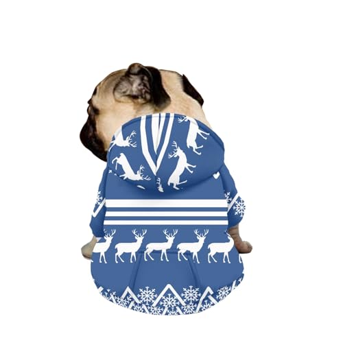 Hiseng Hunde Hoodie, Weihnachtselch Hunde Kapuzenpulli Haustier Kleidung Winter Sweatshirt mit Reißverschluss und Tasche Wintermantel Warm Leicht Hundemantel (M,Schneeflocke) von Hiseng