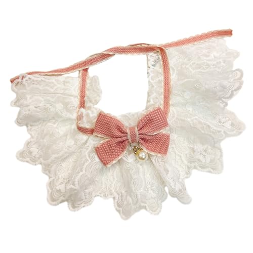 Hislaves Breathable Pet Collar with Romantic Bowknot Adjustable Straps Lace Mesh Dog Bib for Comfortable Supply Pink M von Hislaves