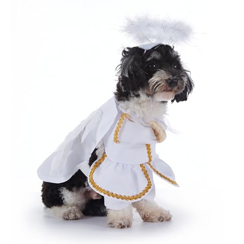 Hislaves Easy-to-wear Pet Outfits 1 Set Funny Costume Soft Breathable Fastener Tape Fixing Adjustable Easy to Wear Halloween Christmas Cosplay for Dogs Fun White M von Hislaves