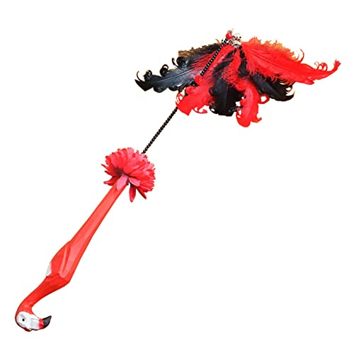 Hislaves Katzenstab, auffällig, Blumen-Ornament, 2 Farben, Katzenjagd, Teaser-Rut, interaktiver Stick für Haustiere, Rot von Hislaves