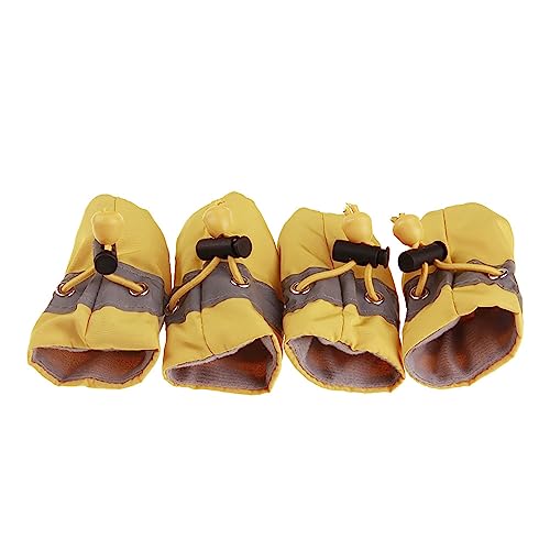 Hislaves Schuhe Schutzhüllen 4 Teile/satz Tragbare Anti-Rutsch Haustier Hund Warme Plüsch Schuhe Gelb Hinzufügen Samt von Hislaves