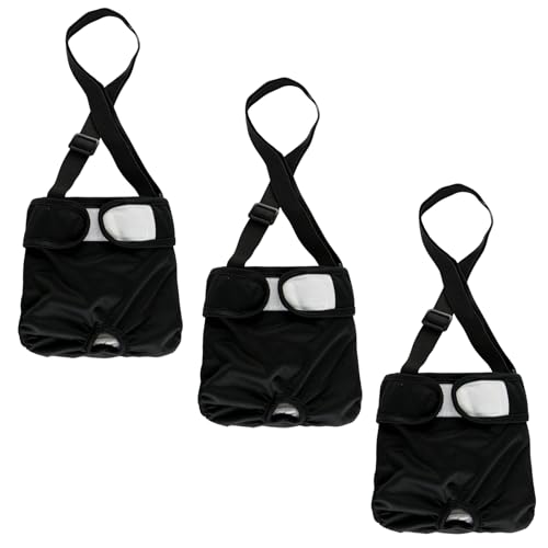 Hisprout 3-Pack Weibliche Hundewindel mit Straps Wiederverwendbare Waschbare Atmungsaktive Haltbare Hundehose für Hitzesaison Periode Inkontinenz(S,Black) von Hisprout