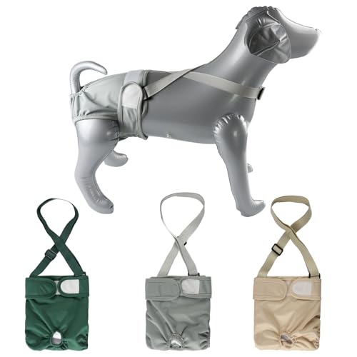 Hisprout 3-Pack Weibliche Hundewindel mit Straps Wiederverwendbare Waschbare Atmungsaktive Haltbare Hundehose für Hitzesaison Periode Inkontinenz(S,Green/Khaki/Gray) von Hisprout