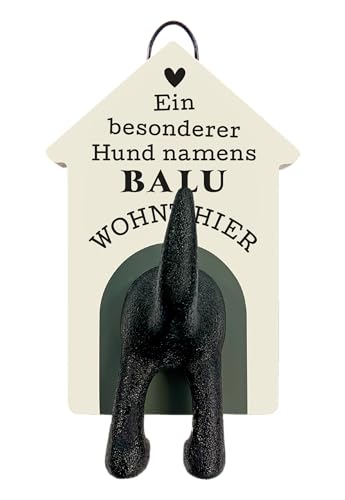 History & Heraldry Personalisierte Leinenhalter für Hunde als Leinenparkplatz, für Hundegarderobe o. als Wanddeko Hunde Accessoires (Balu) von History & Heraldry