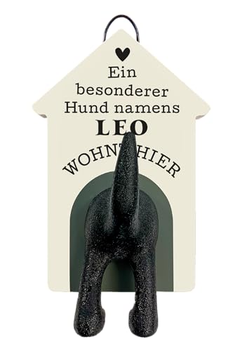 History & Heraldry Personalisierte Leinenhalter für Hunde als Leinenparkplatz, für Hundegarderobe o. als Wanddeko Hunde Accessoires (Leo) von History & Heraldry