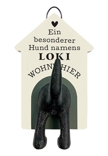 History & Heraldry Personalisierte Leinenhalter für Hunde als Leinenparkplatz, für Hundegarderobe o. als Wanddeko Hunde Accessoires (Loki) von History & Heraldry