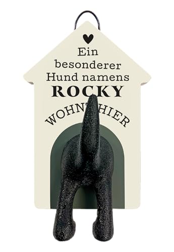 History & Heraldry Personalisierte Leinenhalter für Hunde als Leinenparkplatz, für Hundegarderobe o. als Wanddeko Hunde Accessoires (Rocky) von History & Heraldry
