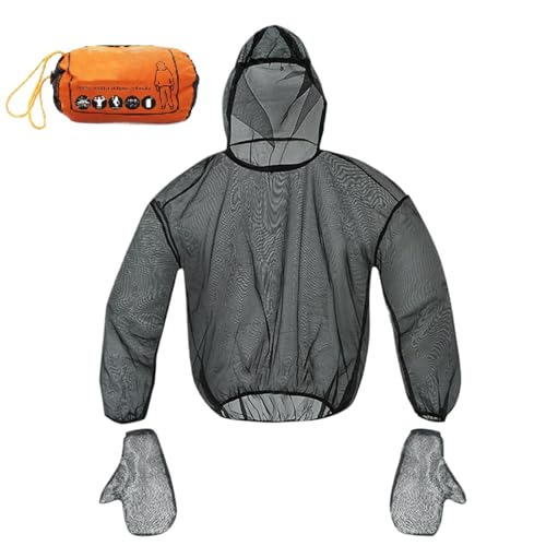 Hitburu Fliegenjacke | Tragbarer Netzschutz Fliegenanzug | Atmungsaktive Flexible Schutzausrüstung Für Outdoor Camping Angeln Wanderabenteuer Frauen Männer von Hitburu