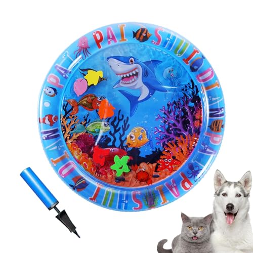 Hitburu Katzen Sinnesmatte - Dickere Sensorische Wassermatte Für Katzen,Runde Aufblasbare rutschfeste Spielmatte Für Aktivitäten Und Kleine Rassen von Hitburu