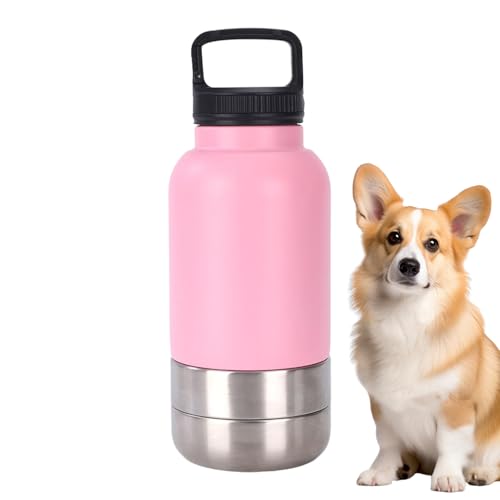 Hitburu Tragbare Wasserflasche Für Hunde - Edelstahl Flasche Für Welpen,1520ml Portable Hundetrinkbecher Mit Trennbarem Napf Für Camping Wandern Reise Wohnung von Hitburu