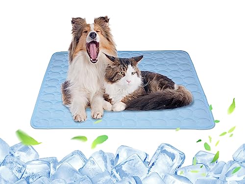Hitopin Kühlkissen für Haustiere, 100cm*70cm Kühldecke für Hunde, Tragbare Waschbare Haustierkühldecke, Hundematte Kühlkissen Pad, Haustier Kühlmatte, für Hunde und Katzen (Hellblau, Quadrat) von Hitopin