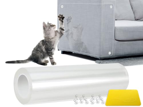 Kratzschutz Sofa Katze Tape, Hitopin 20cmx5m Kratzschutz Sofa Katze Pad Kratzfolie Anti Kratz Tape Kratzschutz Katze Folien Selbstklebend Kratzschutzfolie Transparent, für Möbel Couch Tür Wand von Hitopin