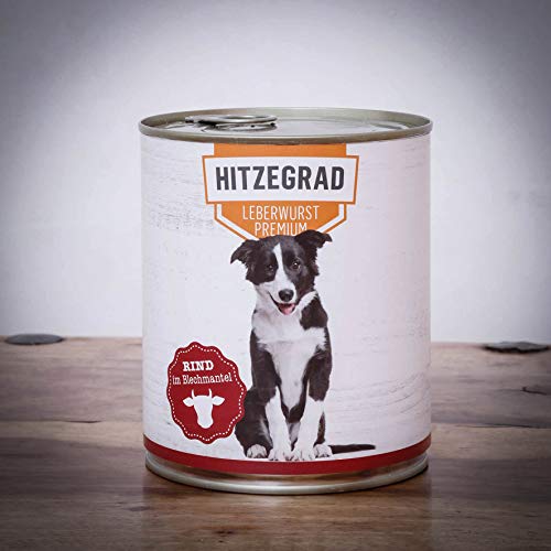 Hitzegrad® Leberwurst, 400g Sparpaket 6 Dosen - Nassfutter für Hunde mit hohem Fleischanteil und in Premiumqualität von Hitzegrad