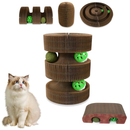 HivaolJoy Kitty Kurlz Katzenspielzeug, Brücke, magische Orgel, Katzenkratzbrett, wendbar, Unendlichkeitsspielzeug, Kratzkissen, Karton, Kätzchen-Kratzpads (1 Stück) von HivaolJoy