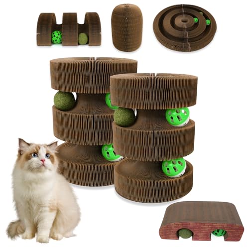 HivaolJoy Kitty Kurlz Katzenspielzeug, Brücke, magische Orgel, Katzenkratzbrett, wendbar, Unendlichkeitsspielzeug, Kratzkissen, Karton, Kätzchen-Kratzpads (2 Stück) von HivaolJoy