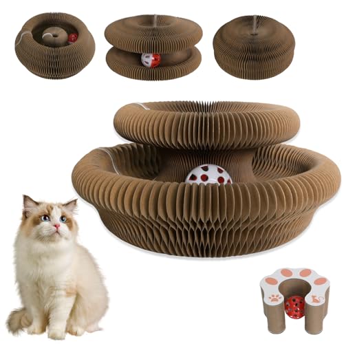 HivaolJoy Kitty Kurlz Katzenspielzeug, magisches Organ Katzenkratzbrett, wendbar, Unendlichkeitssymbol, Kratzspielzeug aus Karton, Kätzchen-Kratzer, Katzenkratzpads für Indoor-Katzen (1 Stück) von HivaolJoy