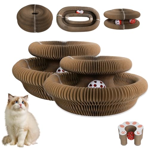HivaolJoy Kitty Kurlz Katzenspielzeug, magisches Organ Katzenkratzbrett, wendbar, Unendlichkeitssymbol, Kratzspielzeug aus Karton, Kätzchen-Kratzer, Katzenkratzpads für Indoor-Katzen (2 Stück) von HivaolJoy