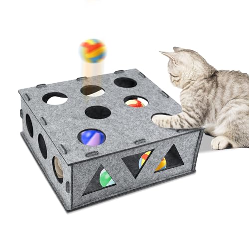 Hivia Katzenspielzeug Selbstbeschäftigung - Filz Interaktives Katzenspielzeug, Katzen Intelligenzspielzeug - kann mit Snacks und Spielzeug verwendet Werden, geeignet für Katzen über 3 Monate alt von Hivia