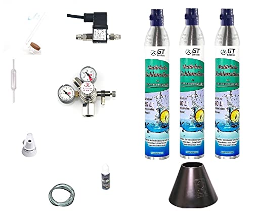 Hiwi CO2 Anlage Acryl 425 Profi mit Wassersprudler-Flasche (kompatibel zu vielen Wassersprudelflaschen.) und Nachtabschaltung 3 Flaschen von Hiwi