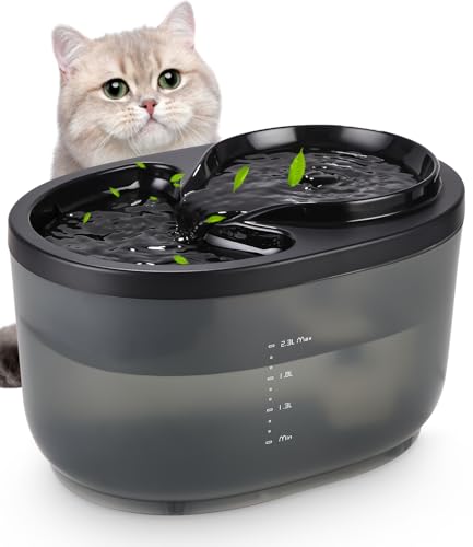 Hixava Trinkbrunnen für Katze Katzenbrunnen,Ultra Silent 2.5L Katze Trinkbrunnen mit energieeffizienter Pumpe Cat Water Fountain Kein Verschütten BPA-frei, leicht zu reinigen katzentrinkbrunnen von Hixava