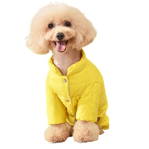 Hixingo 2024 Hundemantel mit Beinen, Winter Warme Hundemäntel mit Leinenloch Winddichte Kalte Hundejacke Wintermantel & Winterjacken für Kleine Mittel Große Hunde (XL,Gelb) von Hixingo