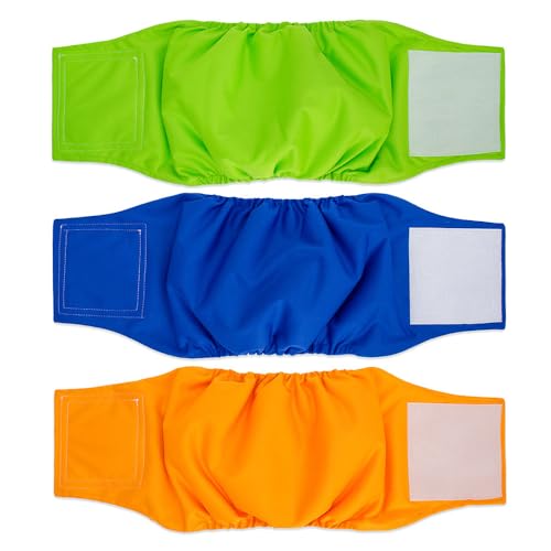 Hixingo 3 Stück Hundewindeln für Rüden Inkontinenz - Wiederverwendbare Hunde Windeln Läufigkeitshose Hygienisch und Saugstark Hundewindeln für Männliche und Weibliche (XL,Grün Blau Orange) von Hixingo