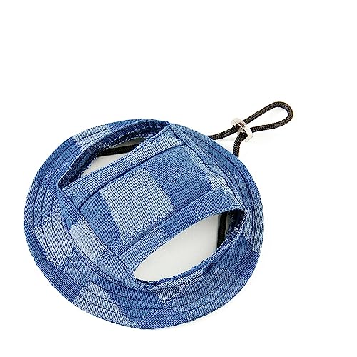 Hixingo Haustier Hunde Baseballmütze, Basecap Verstellbar Sonnenschutz Hut Hundecap mit Ohrlöchern Schattierungshut Zubehör für Kleine (M,Denim Hellblau) von Hixingo