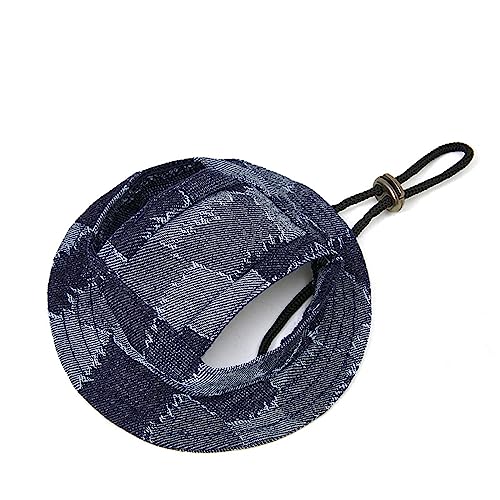 Hixingo Haustier Hunde Baseballmütze, Basecap Verstellbar Sonnenschutz Hut Hundecap mit Ohrlöchern Schattierungshut Zubehör für Kleine (M,Denim Schwarz) von Hixingo