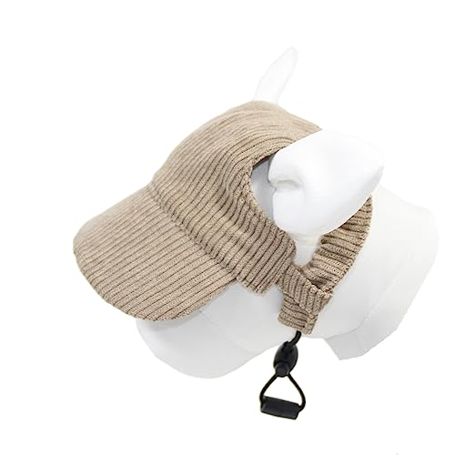 Hixingo Haustier Hunde Baseballmütze, Basecap Verstellbar Sonnenschutz Hut Hundecap mit Ohrlöchern Sommer Schattierungshut Zubehör für Kleine Hunde (L,Khaki) von Hixingo